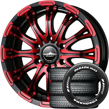 BATTLESHIP（バトルシップ） ホイールタイヤセット 215/65R16 2021年製 バリ溝 美品】ロクサーニ バトルシップ Limited Red